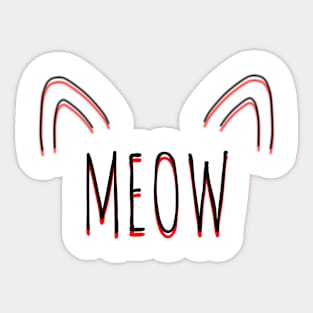 Meow Cat Ears Sticker